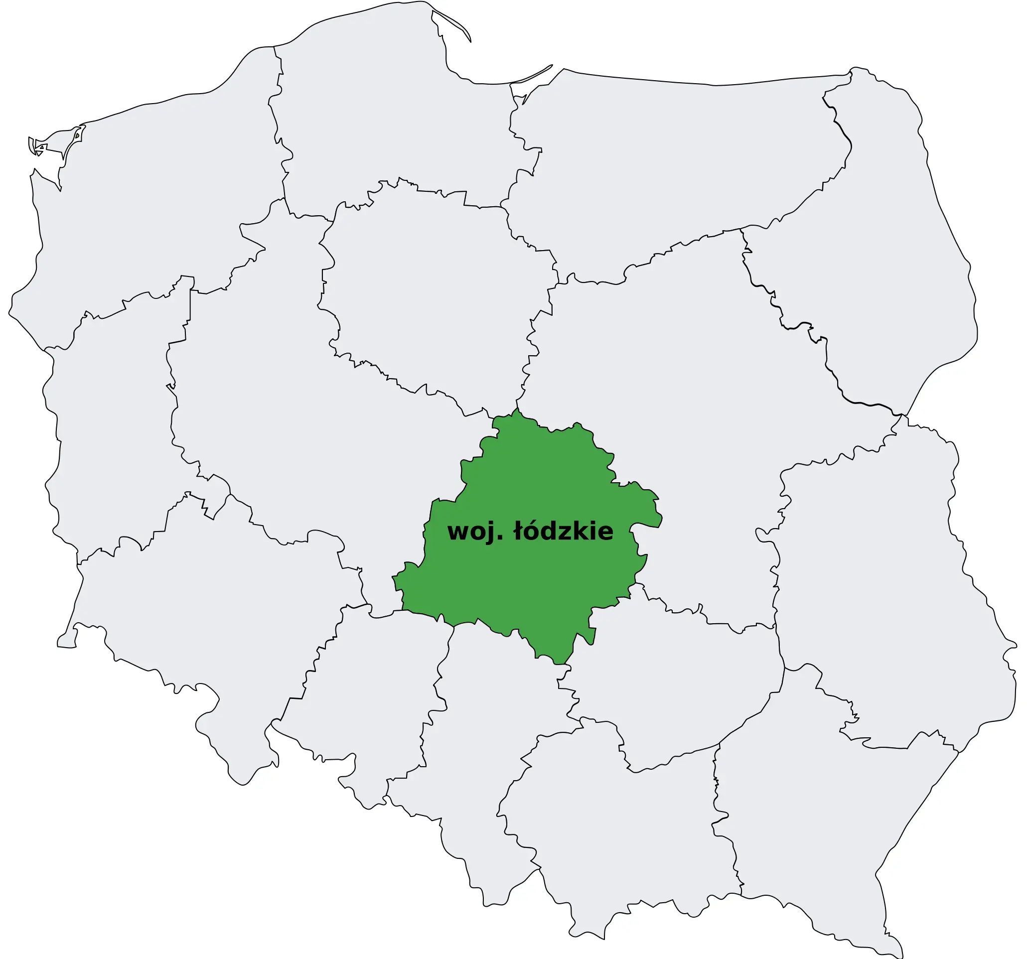 Mapa obszaru działania ecoRatex - województwo łódzkie